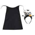 ZESTAW HALLOWEEN BOO CZARNY PELERYNA 55cm 2el