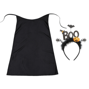 ZESTAW HALLOWEEN BOO CZARNY PELERYNA 75cm 2el