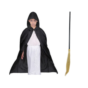 ZESTAW CZAROWNICA PELERYNA CZARNY 132cm 2el