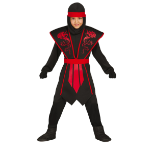 STRÓJ NINJA CZARNO-CZERWONY 142-148