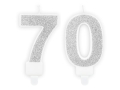 ZESTAW ŚWIECZKI 70 BROKAT SREBRNE 2szt