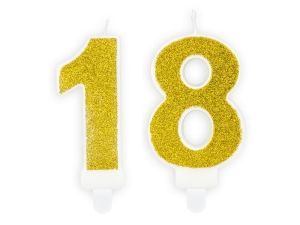 ZESTAW ŚWIECZKI 18 BROKAT ZŁOTE 2szt