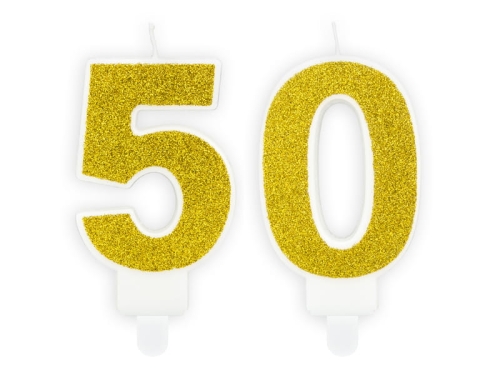 ZESTAW ŚWIECZKI 50 BROKAT ZŁOTE 2szt