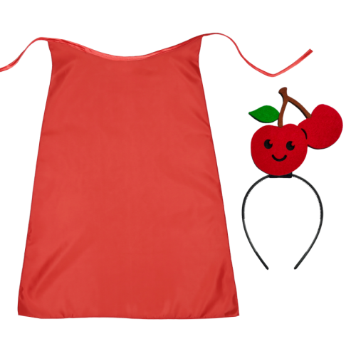 ZESTAW WIŚNIA CZERWONY PELERYNA 90cm 3el