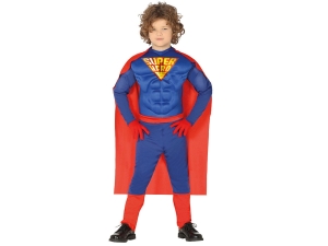 STRÓJ KOMBINEZON SUPERHERO NIEBIESKO-CZERWONY 110-115