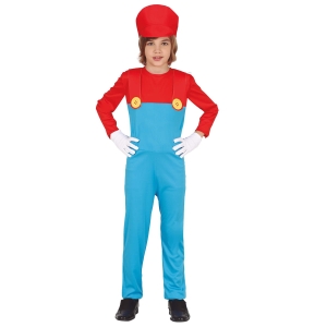 STRÓJ KOMBINEZON SUPER MARIO CZERWONO-NIEBIESKI 142-148