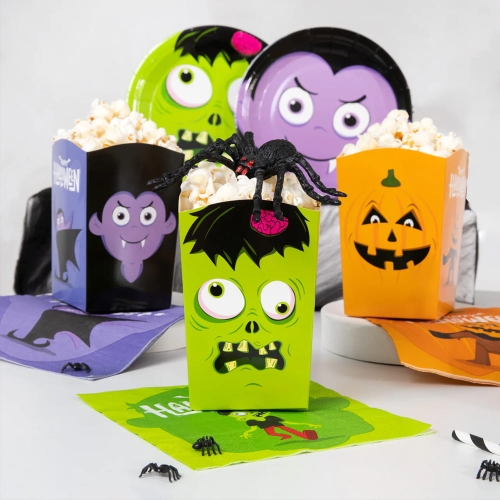 PUDEŁKA NA POPCORN POTWORKI HALLOWEEN MIX 6szt
