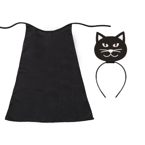 ZESTAW KOTEK CZARNY PELERYNA 90cm 3el