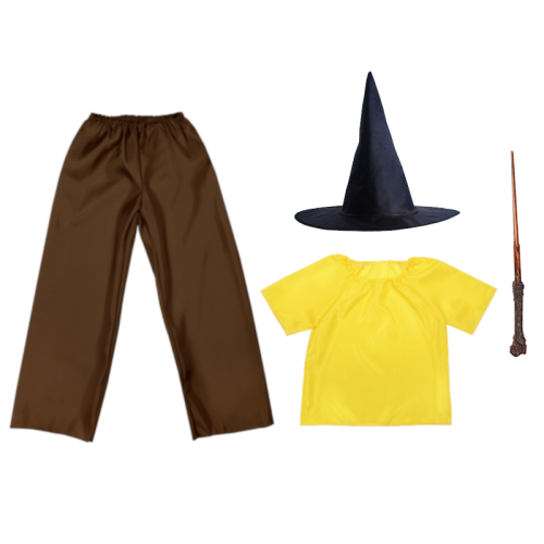 ZESTAW HUFFLEPUFF ŻÓŁTO-BRĄZOWY 116-128 4el