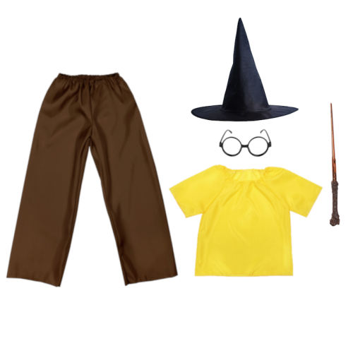 ZESTAW HUFFLEPUFF ŻÓŁTO-BRĄZOWY 116-128 5el