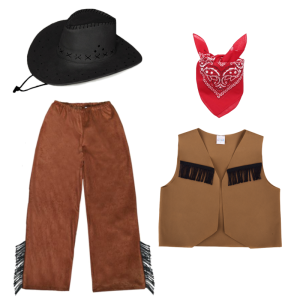 ZESTAW KOWBOJ BRĄZOWY 134-140 4el