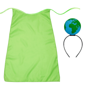 ZESTAW PLANETA ZIEMIA ZIELONY PELERYNA 90cm 3el