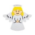 PRZYPINKA ANIOŁEK DZIEWCZYNKA BLONDYNKA FILCOWA BIAŁO-BRĄZOWA 14x15,5cm