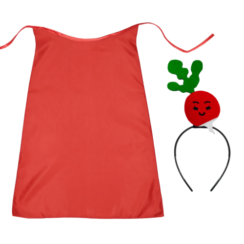 ZESTAW RZODKIEWKA CZERWONY PELERYNA 90cm 3el