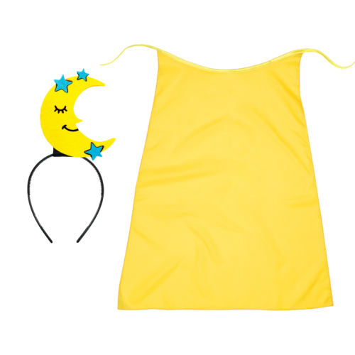 ZESTAW KSIĘŻYC ŻÓŁTY PELERYNA 55cm 3el