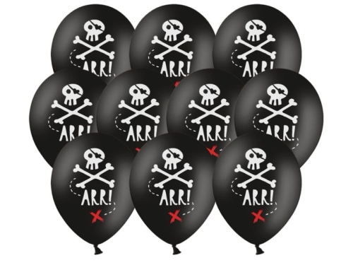 BALONY CZARNY CZASZKA PIRACKA 30cm 10szt