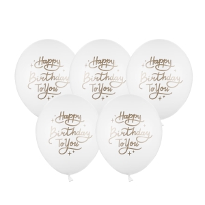 BALONY BIAŁE HAPPY BIRTHDAY TO YOU 30cm 5szt