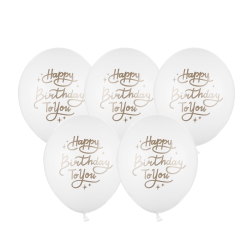 BALONY BIAŁE HAPPY BIRTHDAY TO YOU 30cm 5szt