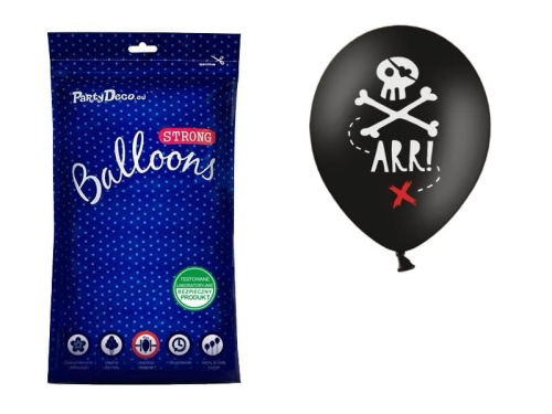 BALONY CZARNY CZASZKA PIRACKA 30cm 50szt