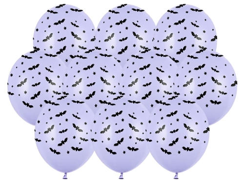 BALONY JASNOFIOLETOWE NIETOPERZE CZARNE 30cm 10szt