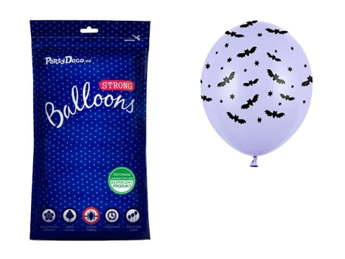 BALONY JASNOFIOLETOWE NIETOPERZE CZARNE 30cm 50szt