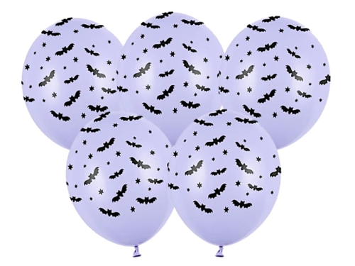 BALONY JASNOFIOLETOWE NIETOPERZE CZARNE 30cm 5szt