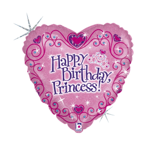 BALON GRABO HAPPY BIRTHDAY PRINCESS SERCE RÓŻOWY 18'' 46cm