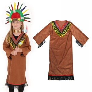 STRÓJ SUKIENKA INDIANKA WELUROWA BRĄZOWA 116-128