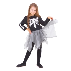 STRÓJ SUKIENKA SZKIELETORKA CZARNO-SZARA 130-140