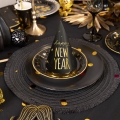 CZAPECZKI HAPPY NEW YEAR CZARNO-ZŁOTE 21cm 6szt