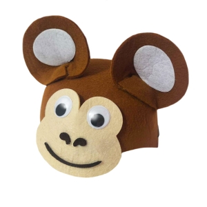 CZAPKA MAŁPKA RUCHOME OCZY BRĄZOWO-BEŻOWA