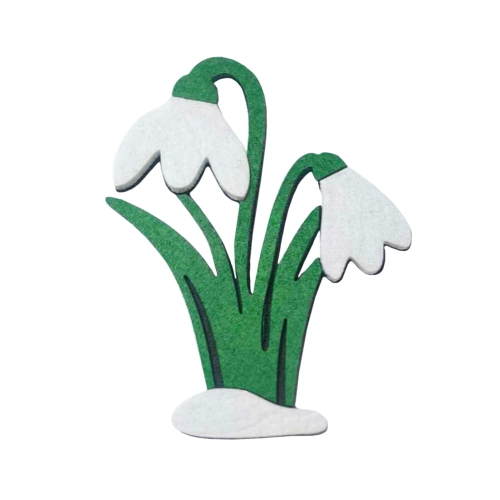 KWIATEK PRZEBIŚNIEG FILCOWY BIAŁO-ZIELONY 12,5x10cm