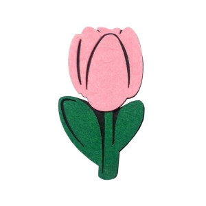 PANEL KWIATEK TULIPAN FILCOWY RÓŻOWO-ZIELONY 15x7,5cm
