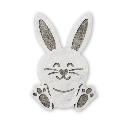 EMBLEMAT KRÓLICZEK FILCOWY BIAŁO-SZARY 7,5cm