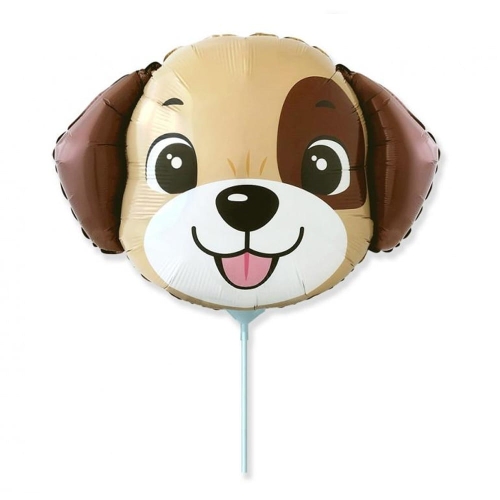 BALON FLEXMETAL UŚMIECHNIĘTY PIESEK GŁOWA BRĄZOWY 14" 36cm