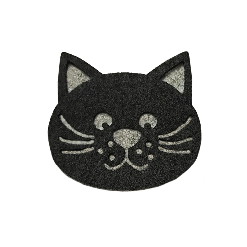 EMBLEMAT KOTEK FILCOWY SZARO-CZARNY 6x5,5cm