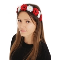 WIANEK OPASKA KWIATY MAKI FILCOWY BIAŁO-CZERWONY