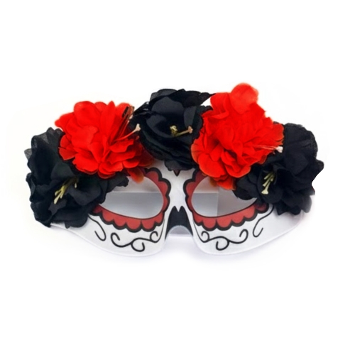 MASKA LOS MUERTOS KWIATY CZERWONO-CZARNA
