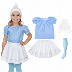 ZESTAW SMERFETKA BIAŁO-BŁĘKITNY 98-110 4el