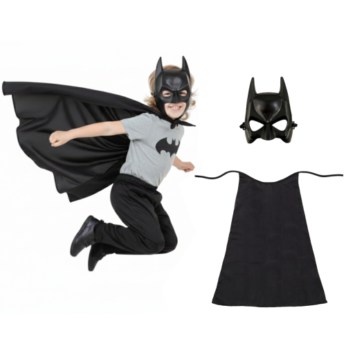 ZESTAW BATMAN CZARNY PELERYNA 55cm 2el