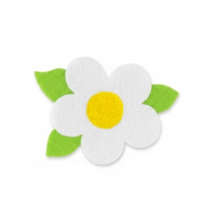 EMBLEMAT KWIATEK FILCOWY BIAŁY 5cm