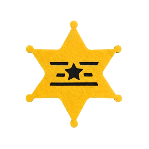 EMBLEMAT GWIAZDA KOWBOJA FILCOWY ZŁOTOŻÓŁTY 6cm