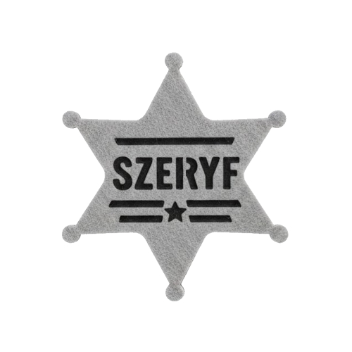 EMBLEMAT GWIAZDA SZERYFA FILCOWY SZARY 6cm