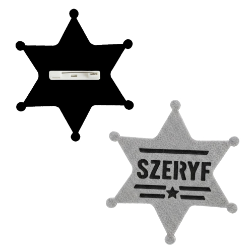 PRZYPINKA GWIAZDA SZERYFA FILCOWA SZARA 6cm