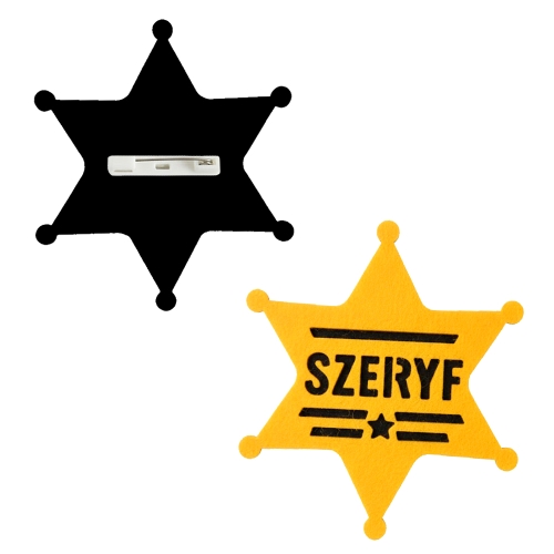 PRZYPINKA GWIAZDA SZERYFA FILCOWY ZŁOTOŻÓŁTY 6cm