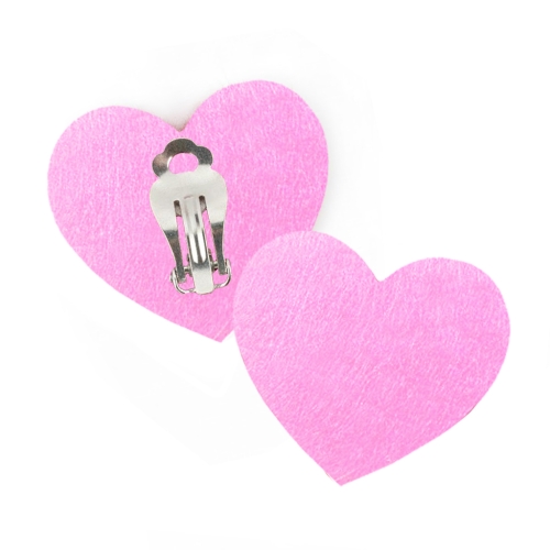 KLIPSY NA USZY SERCA FILCOWE RÓŻOWE 3cm 2szt