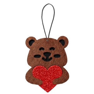 ZAWIESZKA MIŚ Z SERCEM FILC-PIANKA JASNOBRĄZOWA 6cm