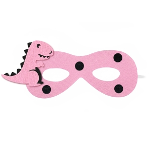 MASKA DINOZAUR KROPKI FILCOWA RÓŻOWA