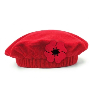 BERET KWIATEK MAK POLAROWY CZERWONY