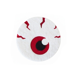 EMBLEMAT PRZEKRWIONE OKO FILCOWY BIAŁO-CZERWONY 6cm